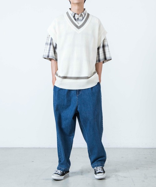 WEGO（ウィゴー）の「WEGO/リネンタッチチルデンベスト（ベスト・メンズ・ベージュ/ダークオレンジ/ホワイト/ブラウン・MEDIUM/LARGE）」の6枚目の写真