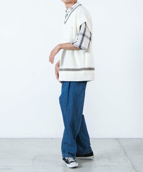 WEGO（ウィゴー）の「WEGO/リネンタッチチルデンベスト（ベスト・メンズ・ベージュ/ダークオレンジ/ホワイト/ブラウン・MEDIUM/LARGE）」の7枚目の写真