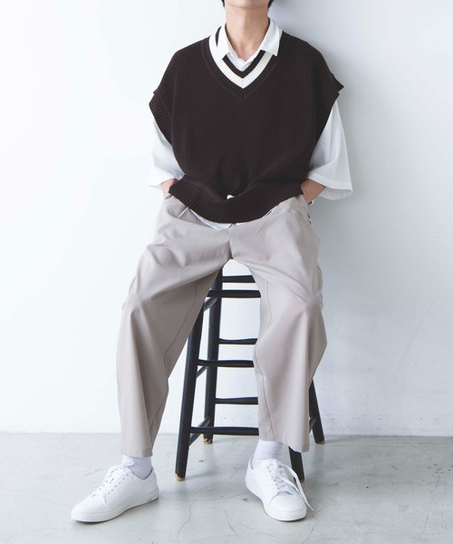 WEGO（ウィゴー）の「WEGO/リネンタッチチルデンベスト（ベスト・メンズ・ベージュ/ダークオレンジ/ホワイト/ブラウン・MEDIUM/LARGE）」の8枚目の写真