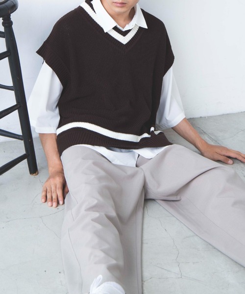 WEGO（ウィゴー）の「WEGO/リネンタッチチルデンベスト（ベスト・メンズ・ベージュ/ダークオレンジ/ホワイト/ブラウン・MEDIUM/LARGE）」の9枚目の写真