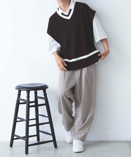 WEGO（ウィゴー）の「WEGO/リネンタッチチルデンベスト（ベスト・メンズ・ベージュ/ダークオレンジ/ホワイト/ブラウン・MEDIUM/LARGE）」の10枚目の写真