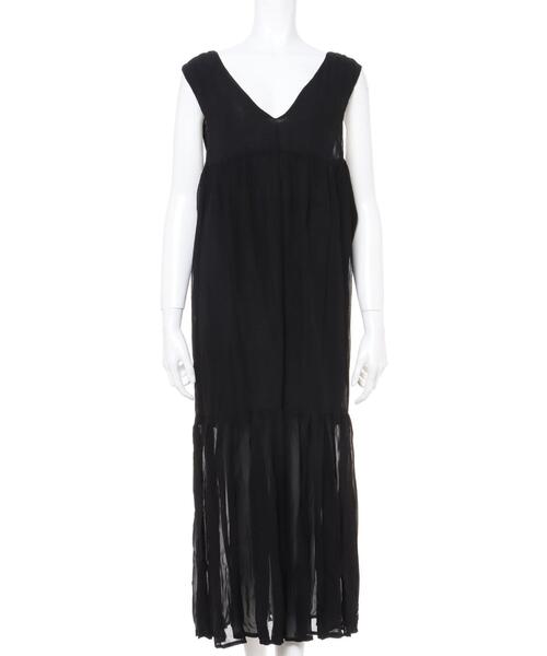 MLI'A（エムリア）の「ワッシャーシフォンノースリ／ワンピース（ワンピース・レディース・ブラック/ブラウン/オフホワイト/カーキ・M）」の5枚目の写真