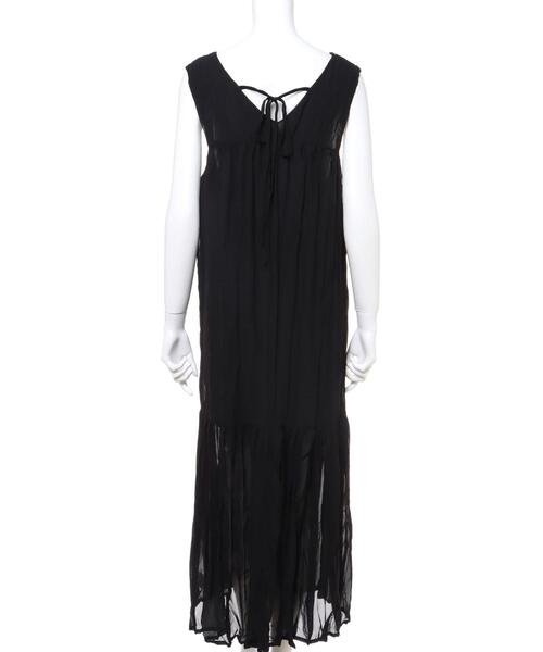 MLI'A（エムリア）の「ワッシャーシフォンノースリ／ワンピース（ワンピース・レディース・ブラック/ブラウン/オフホワイト/カーキ・M）」の7枚目の写真