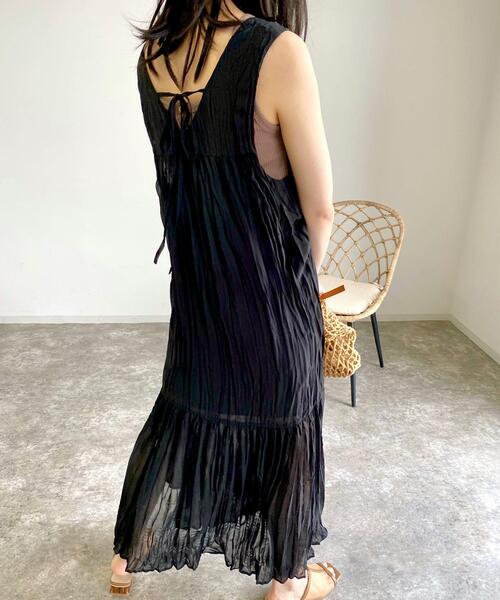 MLI'A（エムリア）の「ワッシャーシフォンノースリ／ワンピース（ワンピース・レディース・ブラック/ブラウン/オフホワイト/カーキ・M）」の10枚目の写真