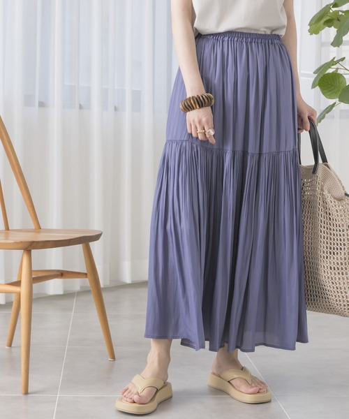 URBAN RESEARCH（アーバンリサーチ）の「プリーツティアードスカート（スカート・レディース・ブルー/ベージュ/ライトカーキ・FREE）」の3枚目の写真