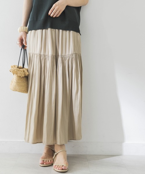 URBAN RESEARCH（アーバンリサーチ）の「プリーツティアードスカート（スカート・レディース・ブルー/ベージュ/ライトカーキ・FREE）」の4枚目の写真