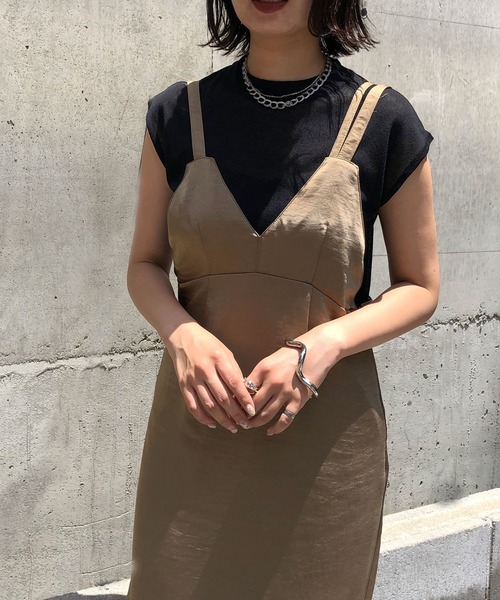 &g'aime（アンジェム）の「【&g’aime】フレンチスリーブシアーニット（ニット/セーター・レディース・ブラック/ベージュ/パープル/グレー・FREE）」の2枚目の写真