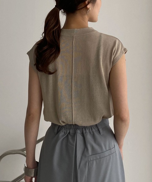 &g'aime（アンジェム）の「【&g’aime】フレンチスリーブシアーニット（ニット/セーター・レディース・ブラック/ベージュ/パープル/グレー・FREE）」の14枚目の写真