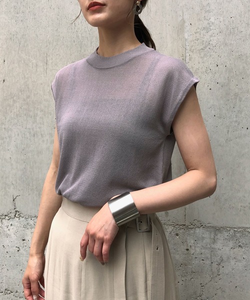 &g'aime（アンジェム）の「【&g’aime】フレンチスリーブシアーニット（ニット/セーター・レディース・ブラック/ベージュ/パープル/グレー・FREE）」の19枚目の写真