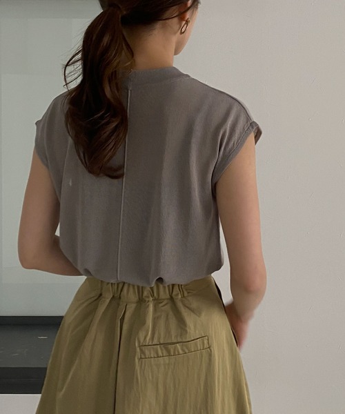 &g'aime（アンジェム）の「【&g’aime】フレンチスリーブシアーニット（ニット/セーター・レディース・ブラック/ベージュ/パープル/グレー・FREE）」の8枚目の写真