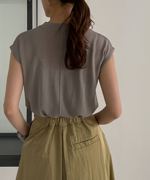 &g'aime（アンジェム）の「【&g’aime】フレンチスリーブシアーニット（ニット/セーター・レディース・ブラック/ベージュ/パープル/グレー・FREE）」の9枚目の写真