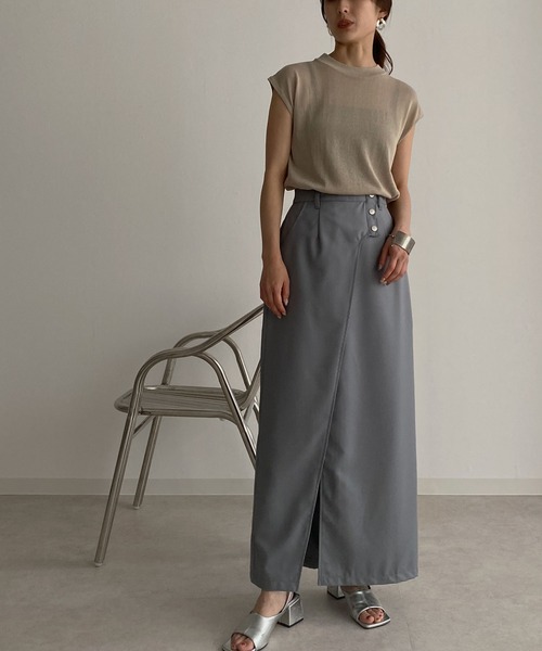 &g'aime（アンジェム）の「【&g’aime】フレンチスリーブシアーニット（ニット/セーター・レディース・ブラック/ベージュ/パープル/グレー・FREE）」の10枚目の写真