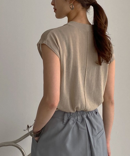 ニット セーター 「＆g'aime」フレンチスリーブニット　Cap Sleeve Knit Top レディース &g'aime】フレンチスリーブニット Cap Sleeve Knit Top（ニット