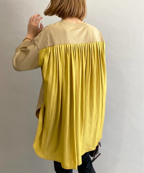 DIARIUM（ディアリウム）の「バック異素材プリーツプルオーバー（Tシャツ/カットソー・レディース・イエロー/グリーン・M）」の10枚目の写真
