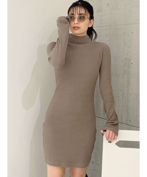 GYDA（ジェイダ）の「テレコタートルタイトワンピース（ワンピース・レディース・その他/その他2/ベージュ/ブラック・FREE）」の3枚目の写真