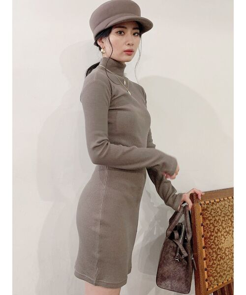 GYDA（ジェイダ）の「テレコタートルタイトワンピース（ワンピース・レディース・その他/その他2/ベージュ/ブラック・FREE）」の6枚目の写真