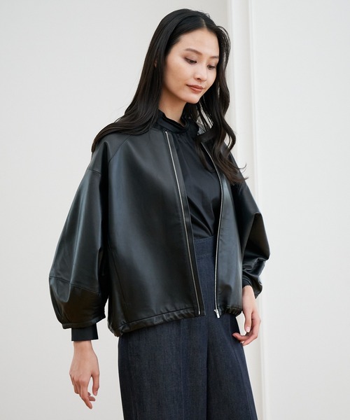 ANAYI アナイ 36　黒 レザー フリル付き レザージャケット ANAYI アナイ 36 黒 レザー フリル付き レザージャケット