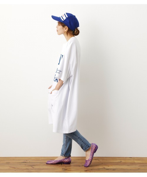 RODEO CROWNS WIDE BOWL（ロデオクラウンズワイドボウル）の「ポケットTシャツワンピース（ワンピース・レディース・ホワイト/ブラック/グリーン・FREE）」の6枚目の写真