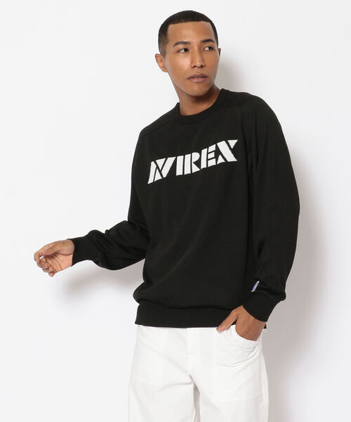 AVIREX(アヴィレックス)の「【SMART/スマート】長袖 ロゴ セーター / SMART LONG SLEEVE LOGO SWEATER / アヴィレックス / AVIREX(ニット/セーター・メンズ・ブラック/グレー・X-LARGE/XX-LARGE/LARGE/MEDIUM)」の1枚目の写真