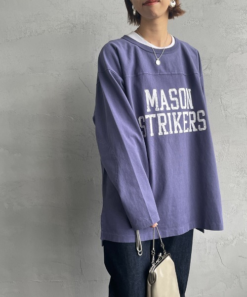 JEANS FACTORY （ジーンズファクトリー）の「[MASON/メイソン] 別注 カレッジプリント フットボールビッグTシャツ（Tシャツ/カットソー・レディース・ブルー/アイボリー・M）」の2枚目の写真