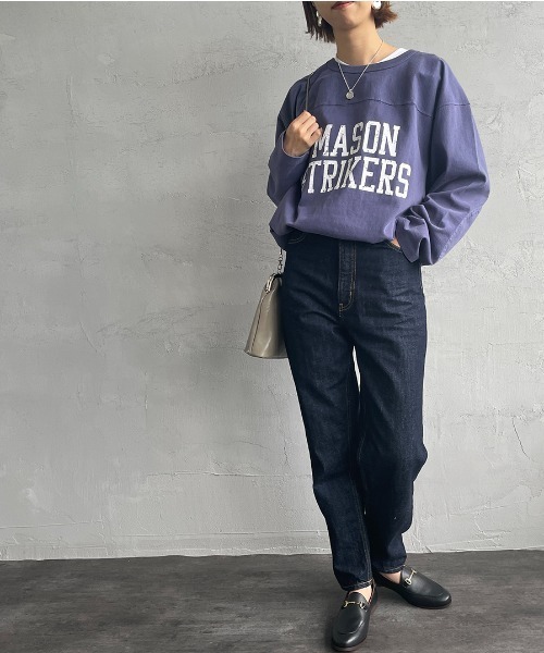JEANS FACTORY （ジーンズファクトリー）の「[MASON/メイソン] 別注 カレッジプリント フットボールビッグTシャツ（Tシャツ/カットソー・レディース・ブルー/アイボリー・M）」の6枚目の写真