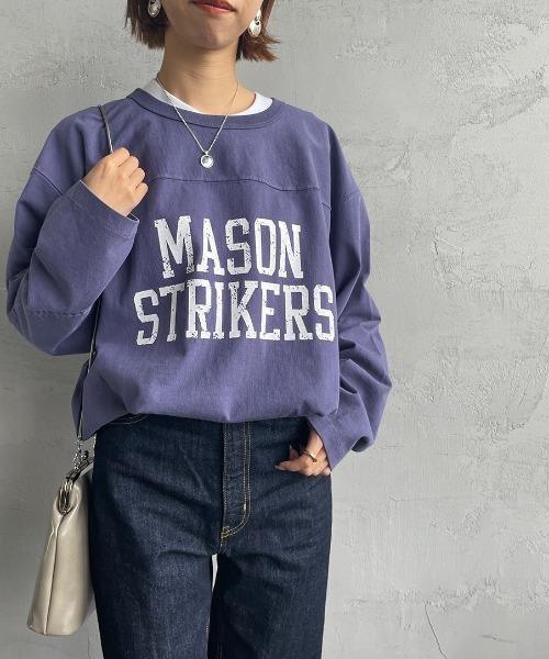 JEANS FACTORY （ジーンズファクトリー）の「[MASON/メイソン] 別注 カレッジプリント フットボールビッグTシャツ（Tシャツ/カットソー・レディース・ブルー/アイボリー・M）」の9枚目の写真