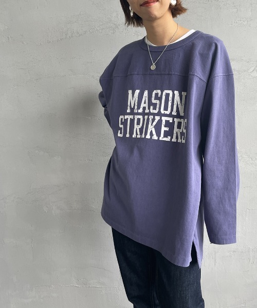 JEANS FACTORY （ジーンズファクトリー）の「[MASON/メイソン] 別注 カレッジプリント フットボールビッグTシャツ（Tシャツ/カットソー・レディース・ブルー/アイボリー・M）」の3枚目の写真