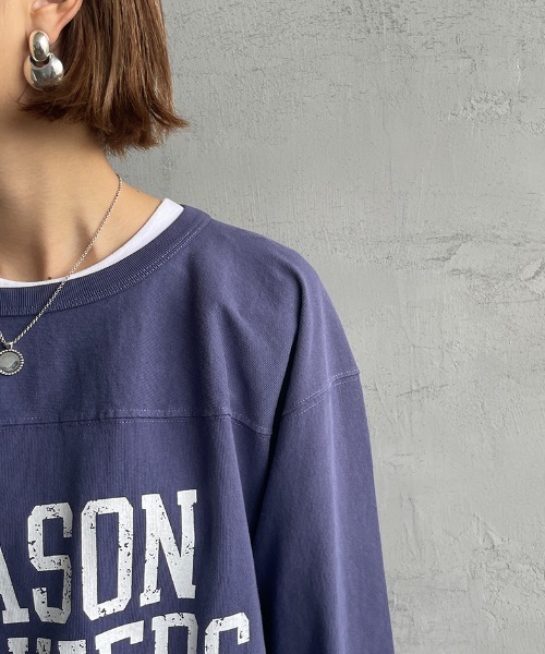JEANS FACTORY （ジーンズファクトリー）の「[MASON/メイソン] 別注 カレッジプリント フットボールビッグTシャツ（Tシャツ/カットソー・レディース・ブルー/アイボリー・M）」の12枚目の写真