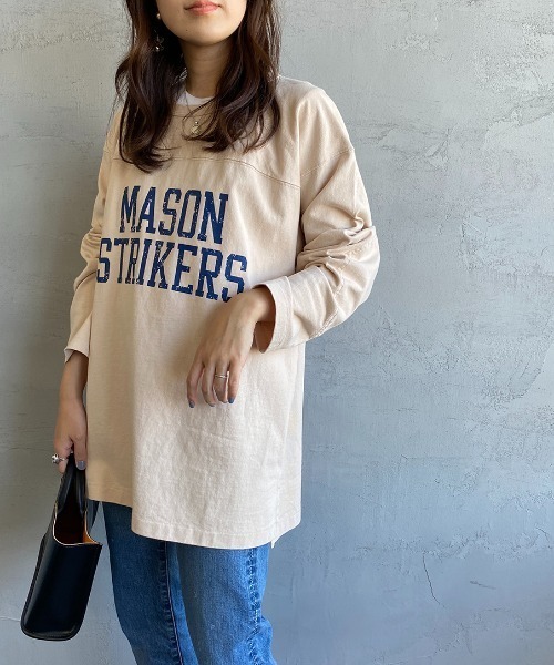 JEANS FACTORY （ジーンズファクトリー）の「[MASON/メイソン] 別注 カレッジプリント フットボールビッグTシャツ（Tシャツ/カットソー・レディース・ブルー/アイボリー・M）」の14枚目の写真