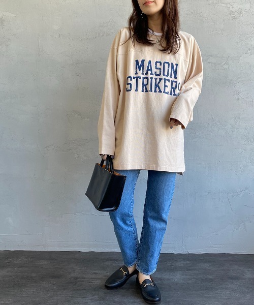 JEANS FACTORY （ジーンズファクトリー）の「[MASON/メイソン] 別注 カレッジプリント フットボールビッグTシャツ（Tシャツ/カットソー・レディース・ブルー/アイボリー・M）」の17枚目の写真