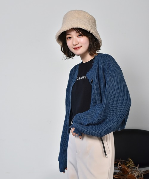 RETRO GIRL（レトロガール）の「ダメージショートカーデ（カーディガン/ボレロ・レディース・レッド/アイボリー/ブラック系その他/ブラウン系その他/ダークブルー・FREE）」の4枚目の写真