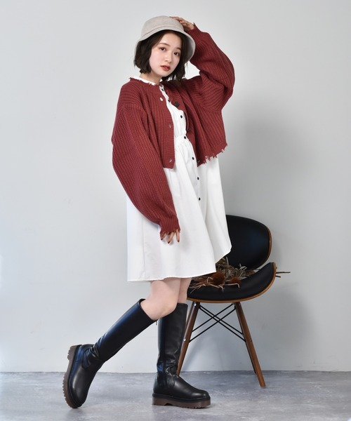 RETRO GIRL（レトロガール）の「ダメージショートカーデ（カーディガン/ボレロ・レディース・レッド/アイボリー/ブラック系その他/ブラウン系その他/ダークブルー・FREE）」の22枚目の写真