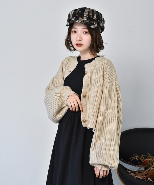 RETRO GIRL（レトロガール）の「ダメージショートカーデ（カーディガン/ボレロ・レディース・レッド/アイボリー/ブラック系その他/ブラウン系その他/ダークブルー・FREE）」の15枚目の写真