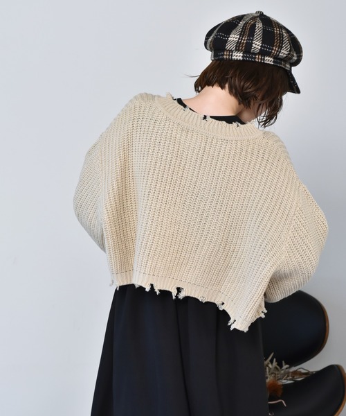 RETRO GIRL（レトロガール）の「ダメージショートカーデ（カーディガン/ボレロ・レディース・レッド/アイボリー/ブラック系その他/ブラウン系その他/ダークブルー・FREE）」の8枚目の写真