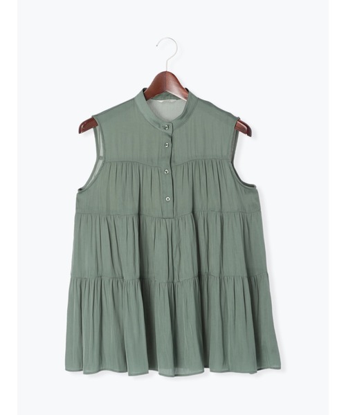 Te chichi(テチチ)の「バンドカラーティアードチュニックブラウス(シャツ/ブラウス・レディース・ベージュ/グリーン/チャコール・フリ-)」の15枚目の写真