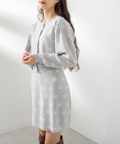 OLIVE des OLIVE（オリーブデオリーブ）の「テクなしでしゃれ感高まる。花ジャガードニットアップ（ワンピース・レディース・ブラック/ラベンダー/アイボリー/ベージュ/ピンク/スミクロ・FREE）」の15枚目の写真