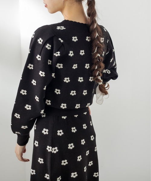 OLIVE des OLIVE（オリーブデオリーブ）の「テクなしでしゃれ感高まる。花ジャガードニットアップ（ワンピース・レディース・ブラック/ラベンダー/アイボリー/ベージュ/ピンク/スミクロ・FREE）」の9枚目の写真