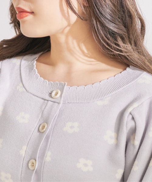 OLIVE des OLIVE（オリーブデオリーブ）の「テクなしでしゃれ感高まる。花ジャガードニットアップ（ワンピース・レディース・ブラック/ラベンダー/アイボリー/ベージュ/ピンク/スミクロ・FREE）」の10枚目の写真