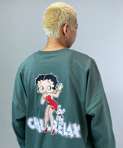 chillax(チラックス)の「【ムラサキスポーツ別注】CHILLAX/チラックス BETTY BOOP ビックシルエット バックプリントロンT 214OO1LT119CL(Tシャツ/カットソー・メンズ・ネイビー/ホワイト/グレー/グリーン・L/M)」の4枚目の写真
