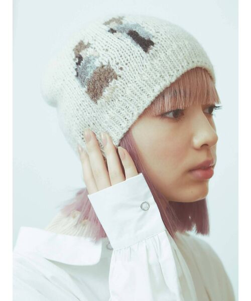 merry jenny（メリージェニー）の「カップルワッチ（ニットキャップ/ビーニー・レディース・ホワイト/ブラウン・FREE）」の6枚目の写真