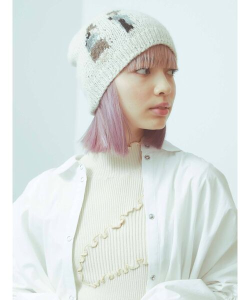 merry jenny（メリージェニー）の「カップルワッチ（ニットキャップ/ビーニー・レディース・ホワイト/ブラウン・FREE）」の3枚目の写真