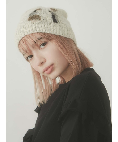 merry jenny（メリージェニー）の「カップルワッチ（ニットキャップ/ビーニー・レディース・ホワイト/ブラウン・FREE）」の2枚目の写真