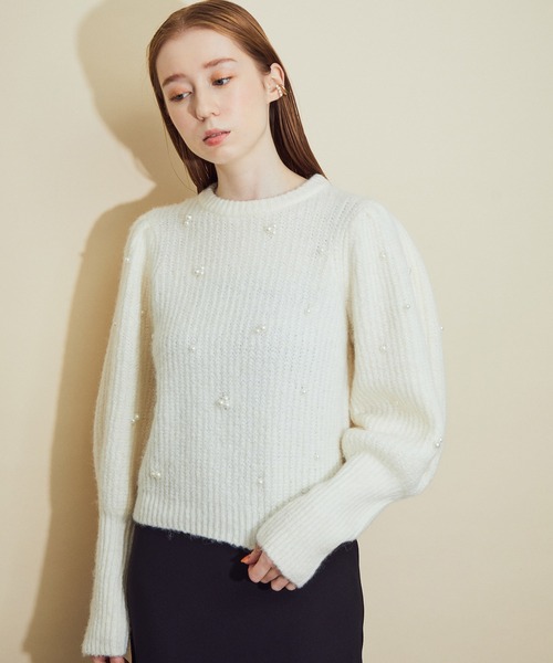MADEMOISELLE ROPE'(マドモアゼル ロペ)の「パールニットプルオーバー(ニット/セーター・レディース・ブラック/ホワイト系その他2・38)」の8枚目の写真