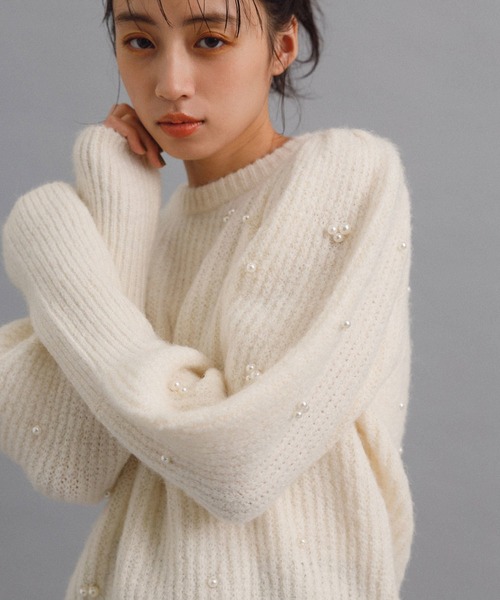 MADEMOISELLE ROPE'(マドモアゼル ロペ)の「パールニットプルオーバー(ニット/セーター・レディース・ブラック/ホワイト系その他2・38)」の12枚目の写真