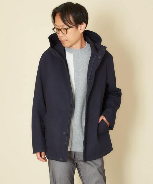 MEN'S MELROSE（メンズメルローズ）の「ラミネーションツイル フーデッドブルゾン（マウンテンパーカー・メンズ・ブラック/ネイビー/カーキ・3/4/5）」の3枚目の写真