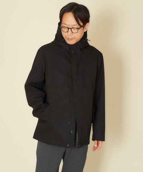 MEN'S MELROSE（メンズメルローズ）の「ラミネーションツイル フーデッドブルゾン（マウンテンパーカー・メンズ・ブラック/ネイビー/カーキ・3/4/5）」の2枚目の写真