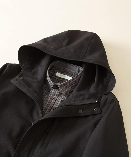 MEN'S MELROSE（メンズメルローズ）の「ラミネーションツイル フーデッドブルゾン（マウンテンパーカー・メンズ・ブラック/ネイビー/カーキ・3/4/5）」の15枚目の写真