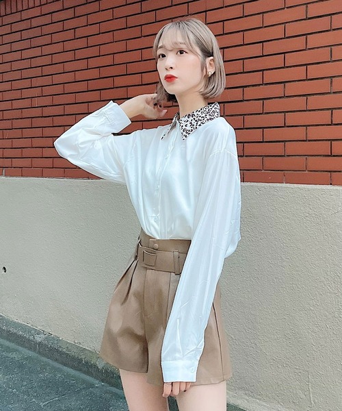 Voyage titty&Co.PETIT(ボヤージュティティアンドコープチ)の「【Voyage titty&Co.】アニマル柄カラーシャツ(シャツ/ブラウス・レディース・ホワイト・FREE)」の2枚目の写真