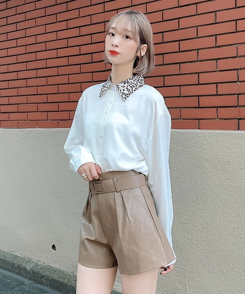 Voyage titty&Co.PETIT(ボヤージュティティアンドコープチ)の「【Voyage titty&Co.】アニマル柄カラーシャツ(シャツ/ブラウス・レディース・ホワイト・FREE)」の4枚目の写真