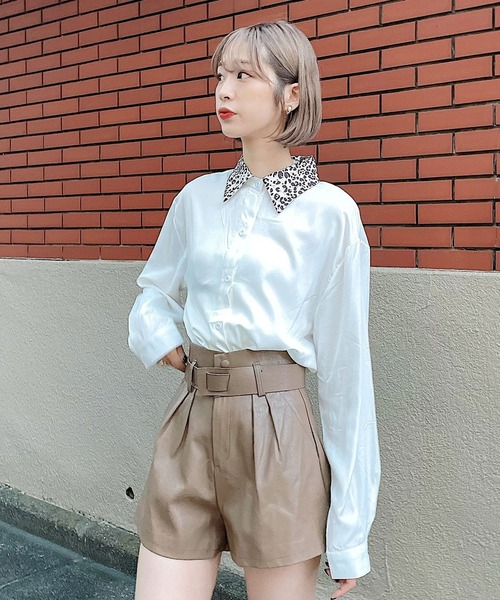 Voyage titty&Co.PETIT(ボヤージュティティアンドコープチ)の「【Voyage titty&Co.】アニマル柄カラーシャツ(シャツ/ブラウス・レディース・ホワイト・FREE)」の3枚目の写真